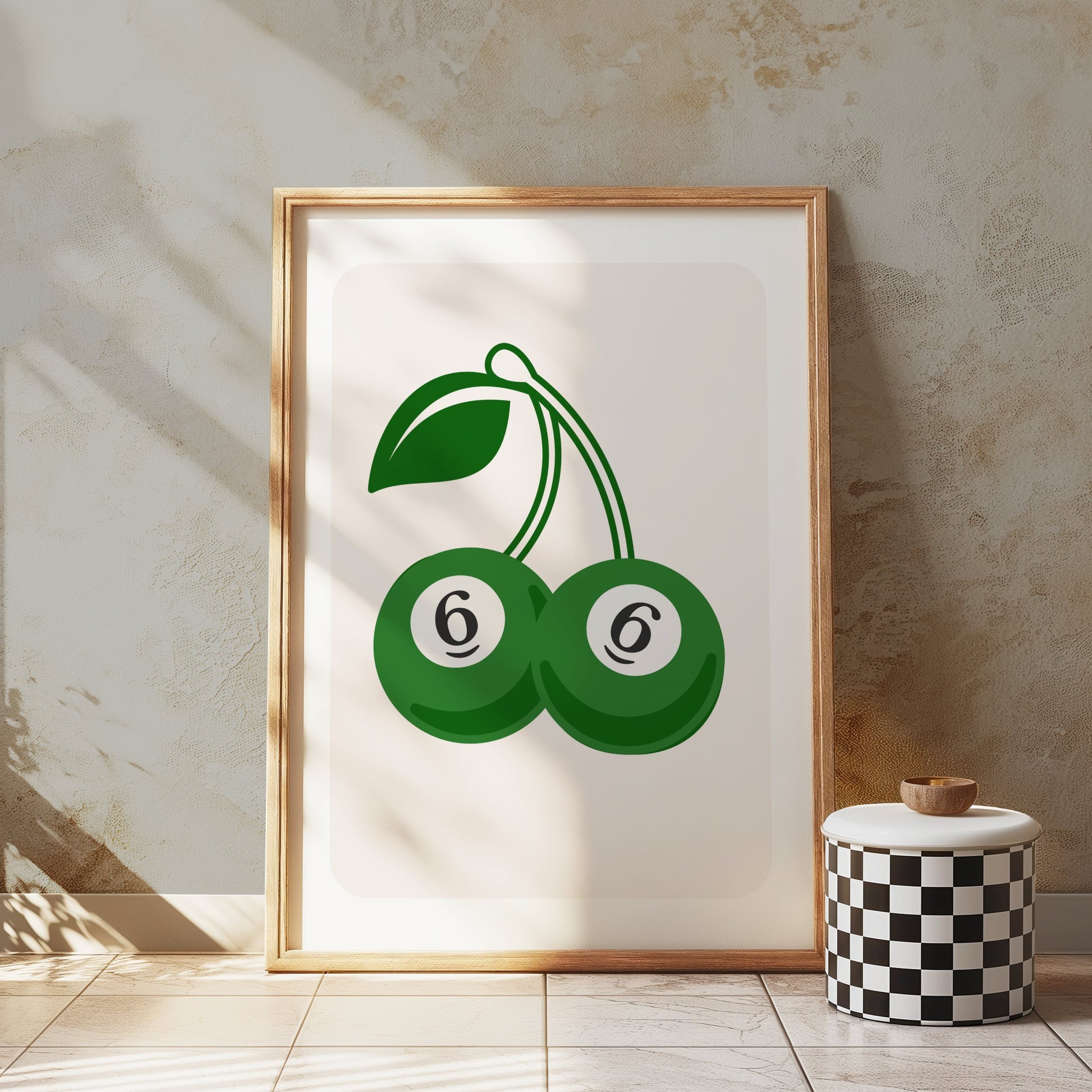 Premium Poster of Green Cherries Poster with Number 6 Design Posters