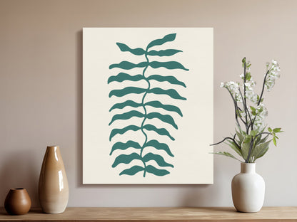 Premium Poster of Green Leaf Pattern Floral Wall Art Canvas Wraps