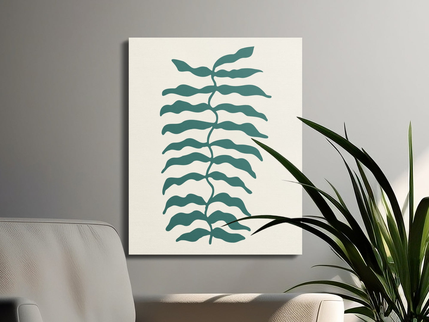Premium Poster of Green Leaf Pattern Floral Wall Art Canvas Wraps