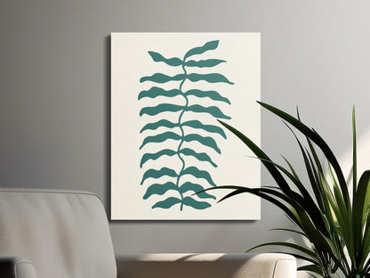 Premium Poster of Green Leaf Pattern Floral Wall Art Canvas Wraps