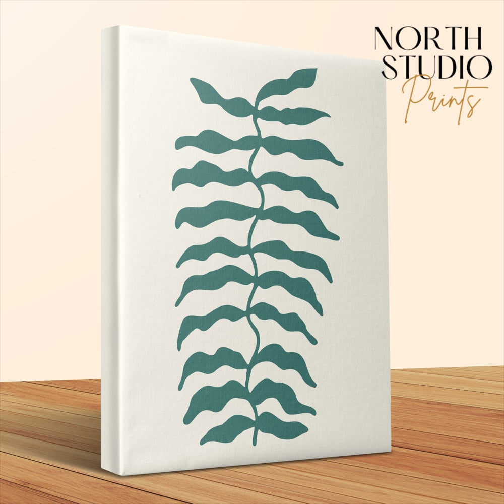 Premium Poster of Green Leaf Pattern Floral Wall Art Canvas Wraps