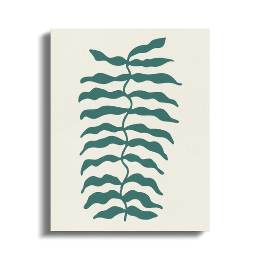 Premium Poster of Green Leaf Pattern Floral Wall Art Canvas Wraps