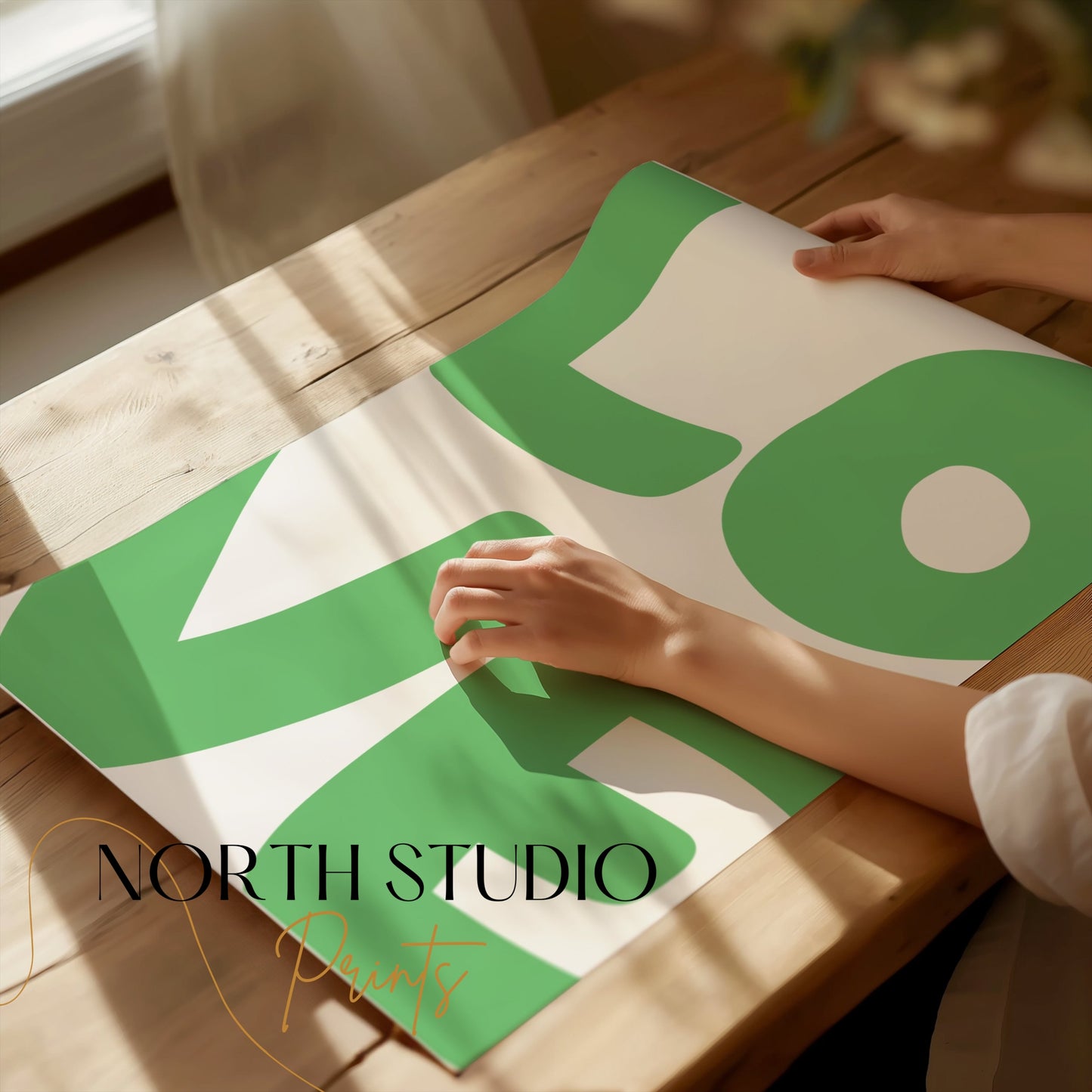 Premium Poster of Green Love Typography Wall Art Print Posters