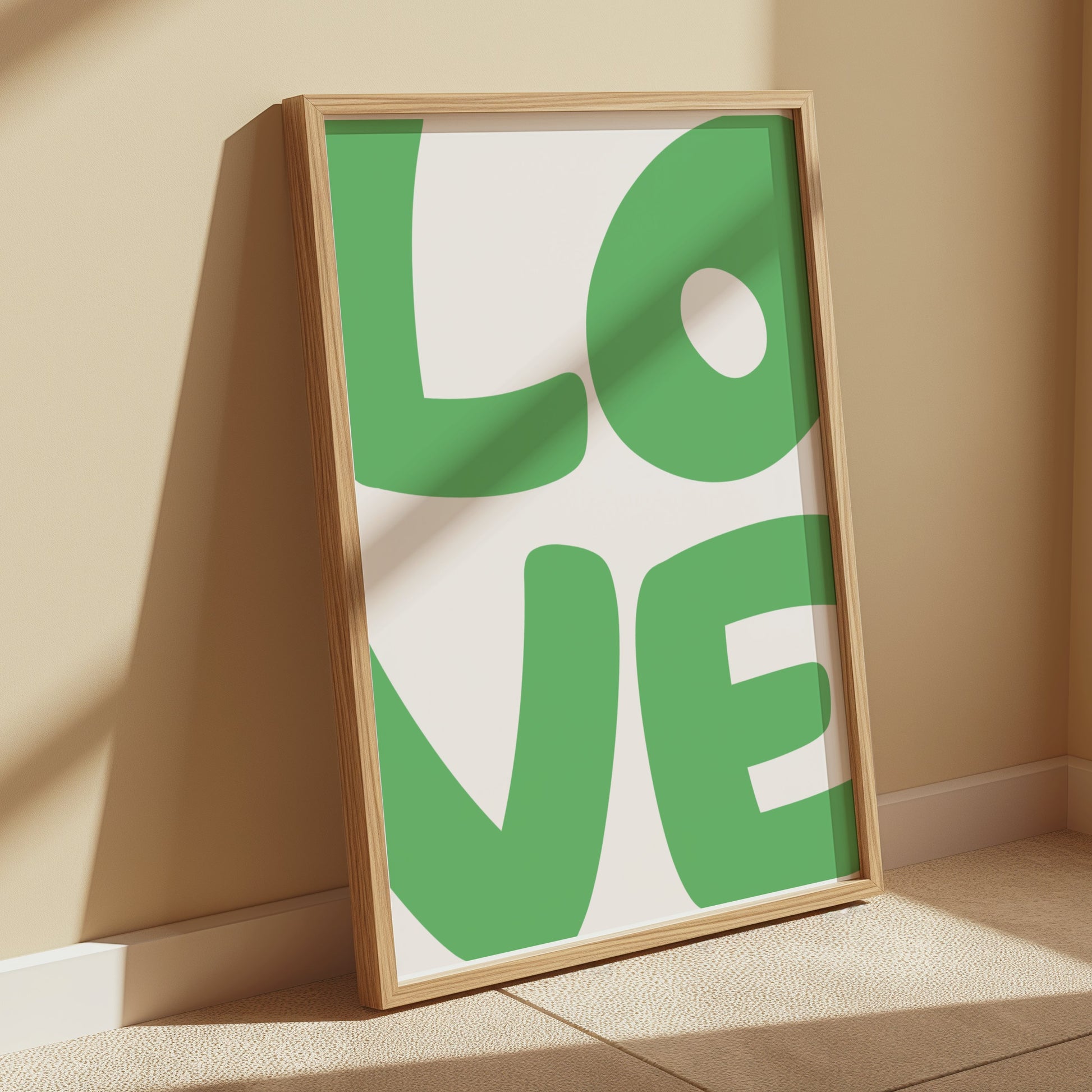 Premium Poster of Green Love Typography Wall Art Print Posters