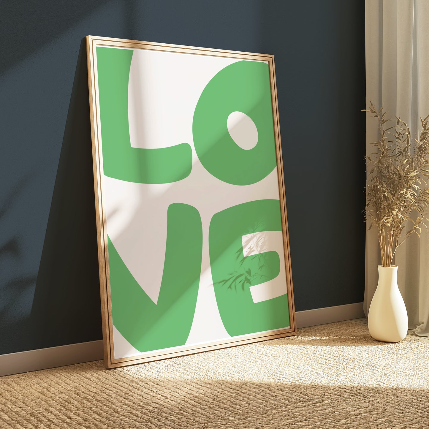 Premium Poster of Green Love Typography Wall Art Print Posters