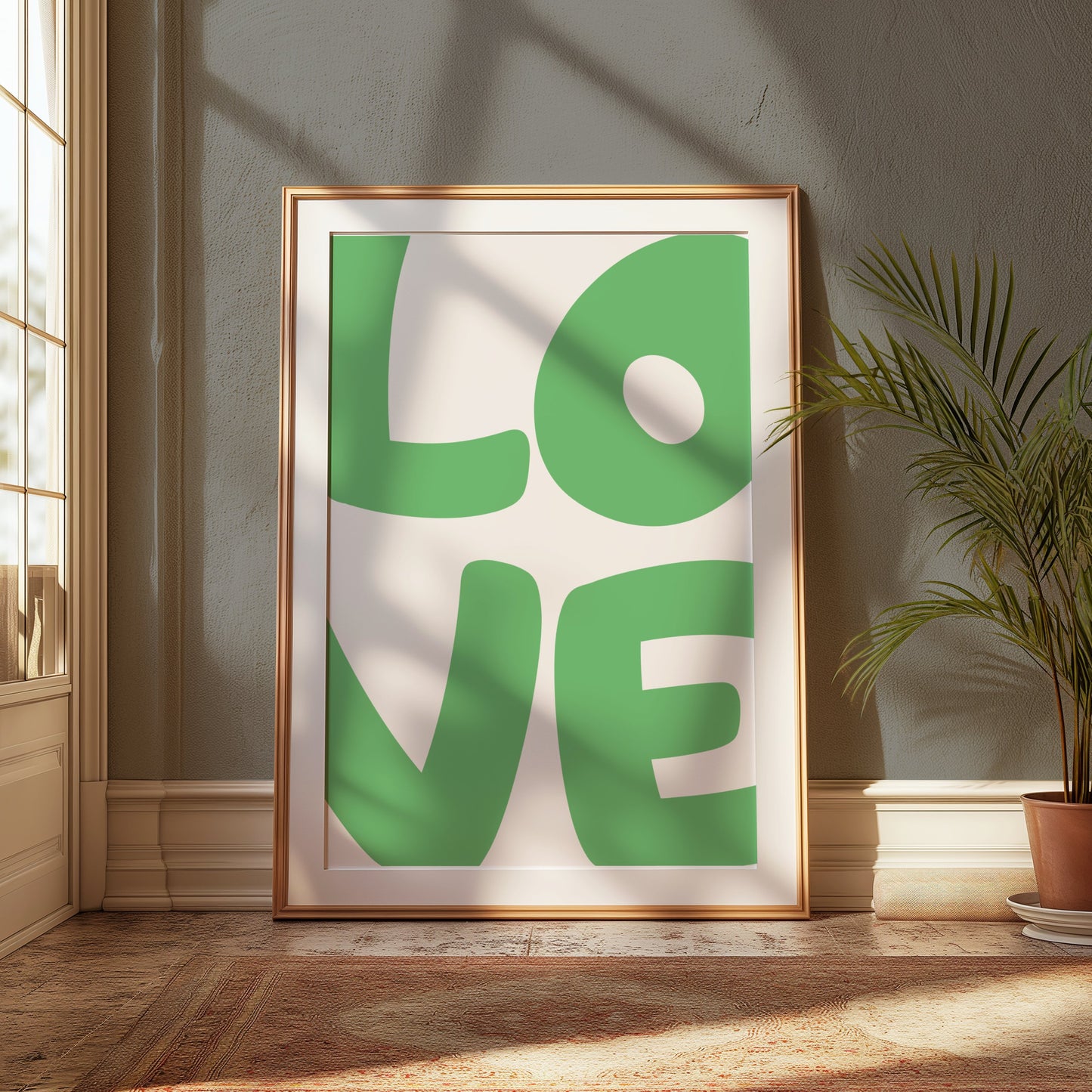 Premium Poster of Green Love Typography Wall Art Print Posters