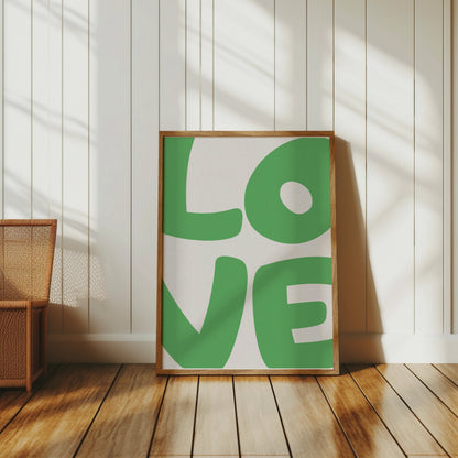 Premium Poster of Green Love Typography Wall Art Print Posters