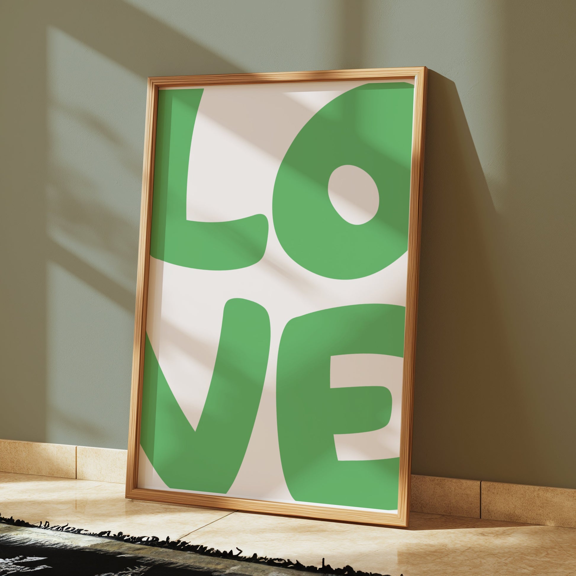 Premium Poster of Green Love Typography Wall Art Print Posters