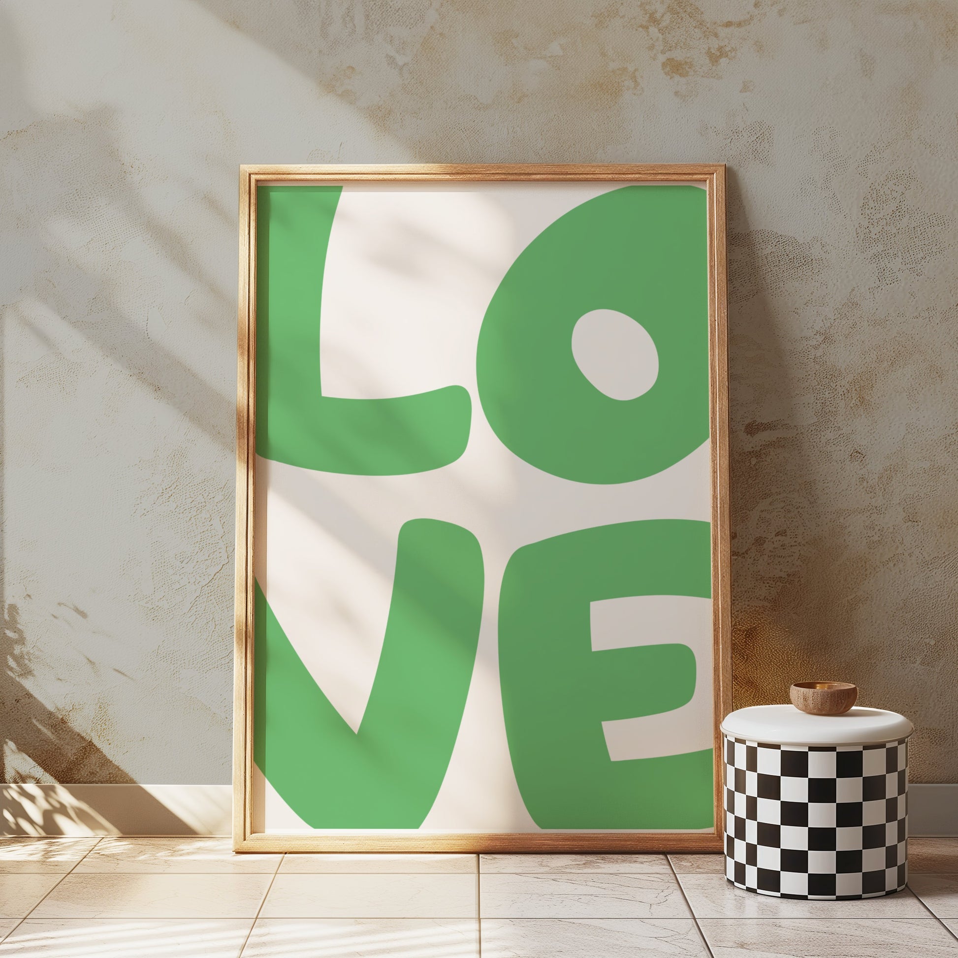 Premium Poster of Green Love Typography Wall Art Print Posters
