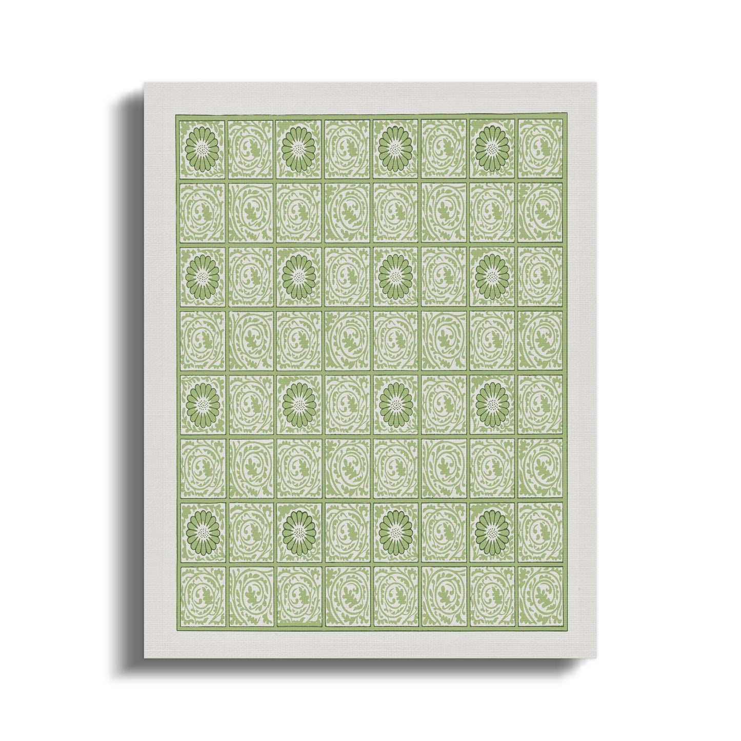 Premium Poster of Green and White Intricate Patterns Canvas Wraps
