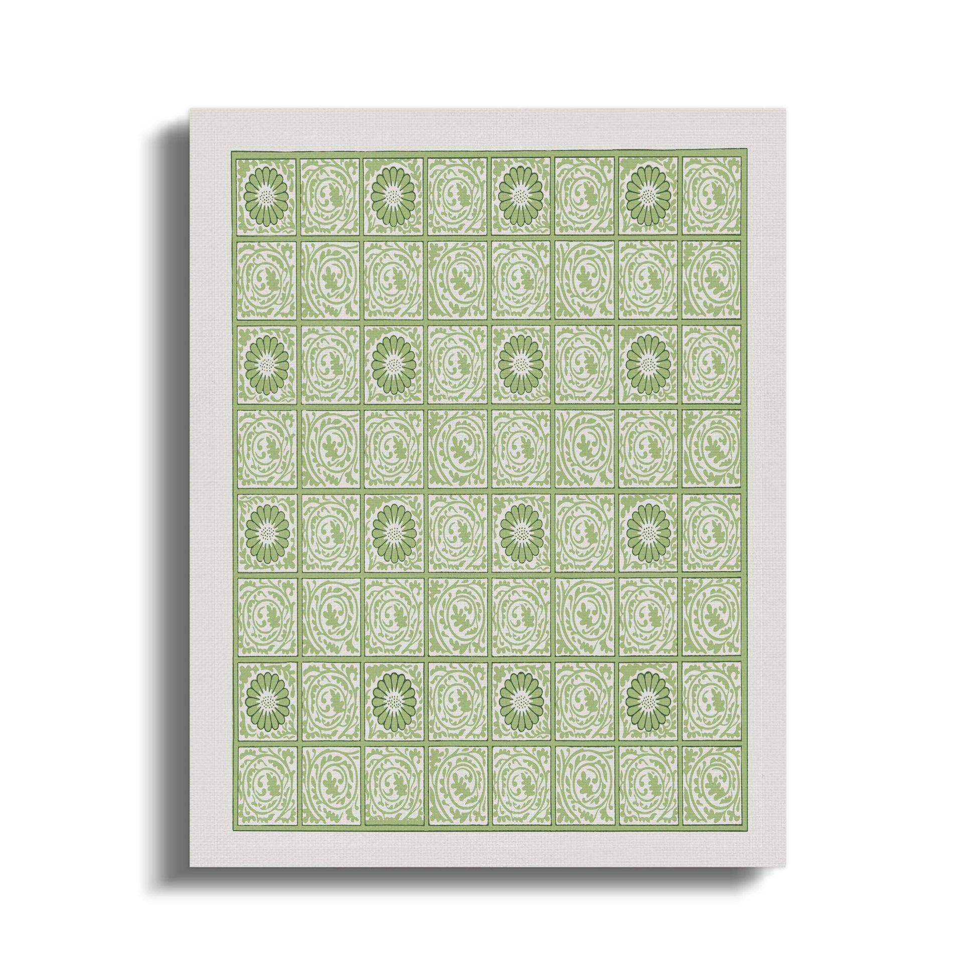 Premium Poster of Green and White Intricate Patterns Canvas Wraps