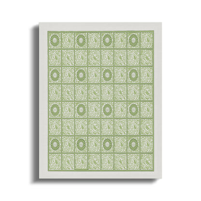 Premium Poster of Green and White Intricate Patterns Canvas Wraps