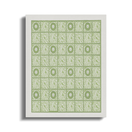 Premium Poster of Green and White Intricate Patterns Canvas Wraps