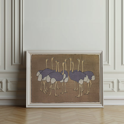 Premium Poster of Group of Ostriches Art Print Vintage Design Posters