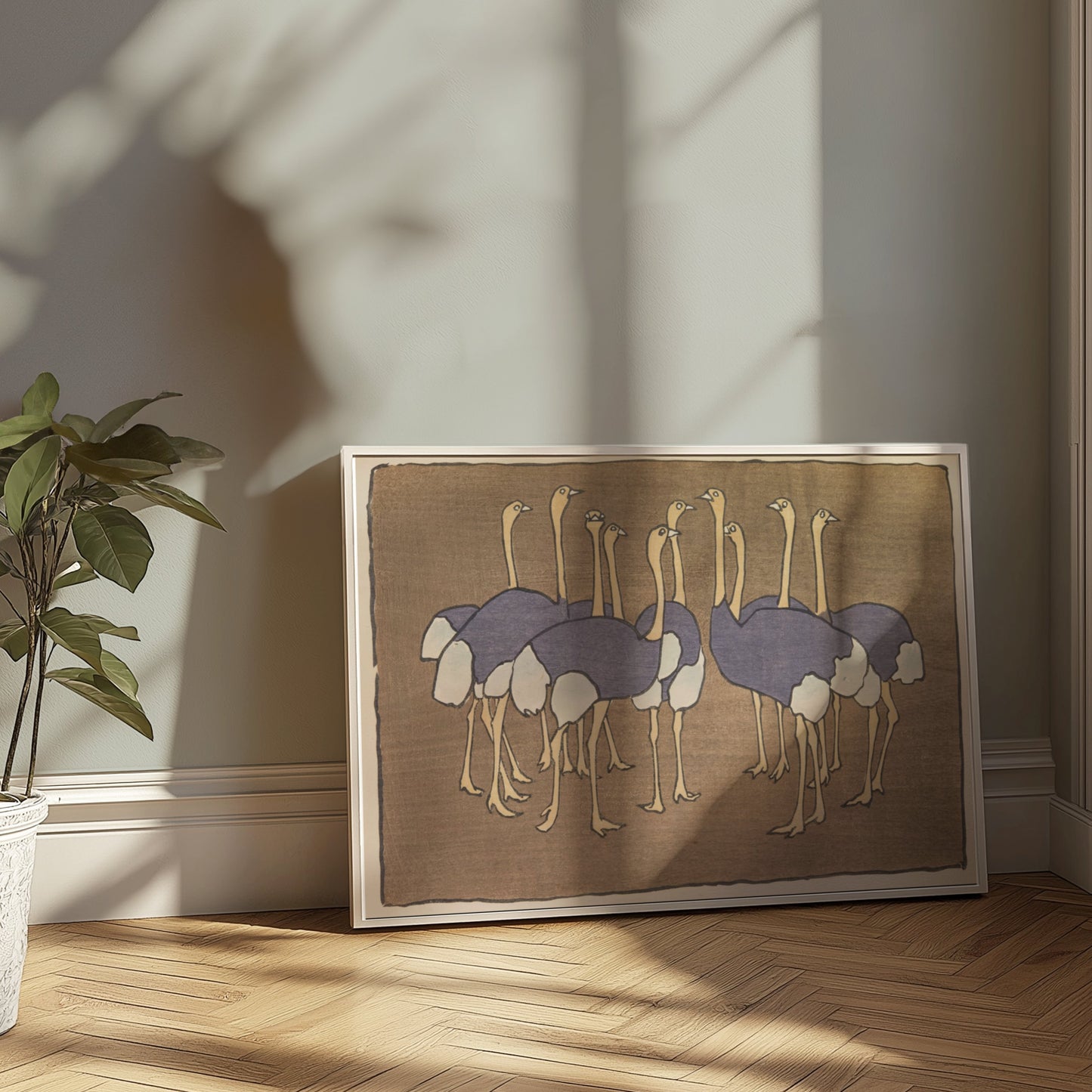 Premium Poster of Group of Ostriches Art Print Vintage Design Posters