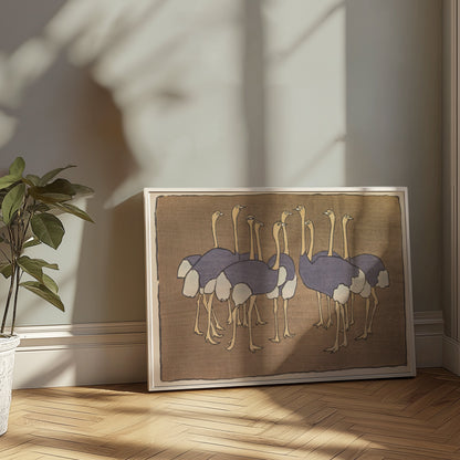 Premium Poster of Group of Ostriches Art Print Vintage Design Posters