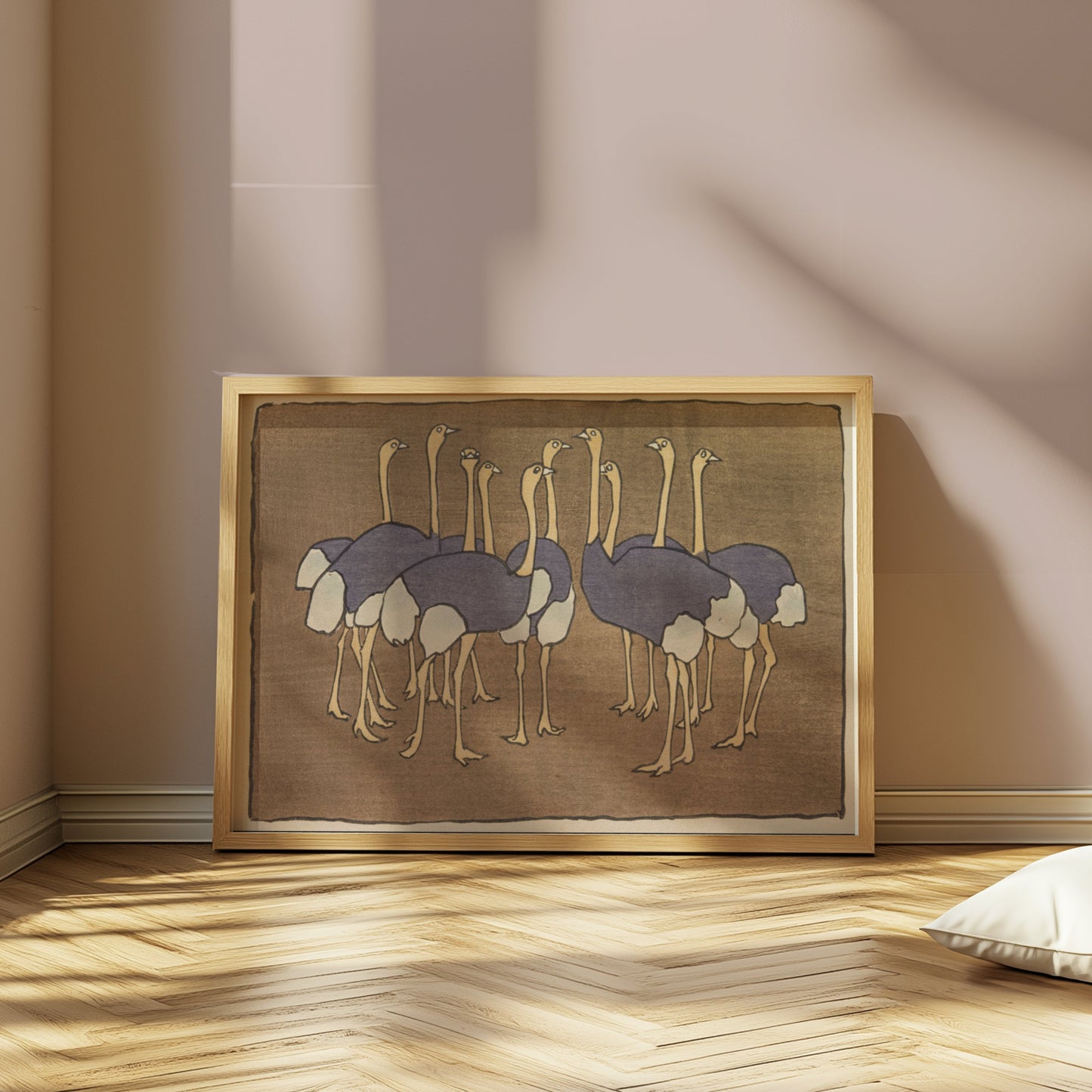 Premium Poster of Group of Ostriches Art Print Vintage Design Posters