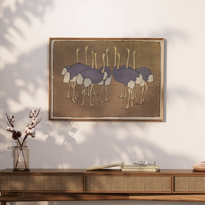 Premium Poster of Group of Ostriches Art Print Vintage Design Posters