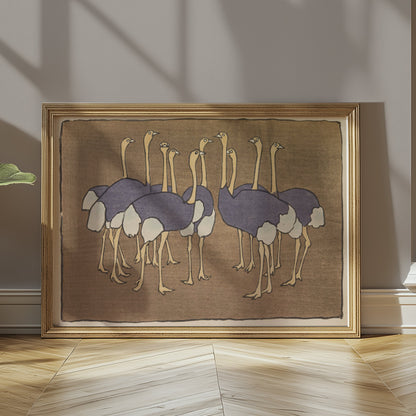 Premium Poster of Group of Ostriches Art Print Vintage Design Posters