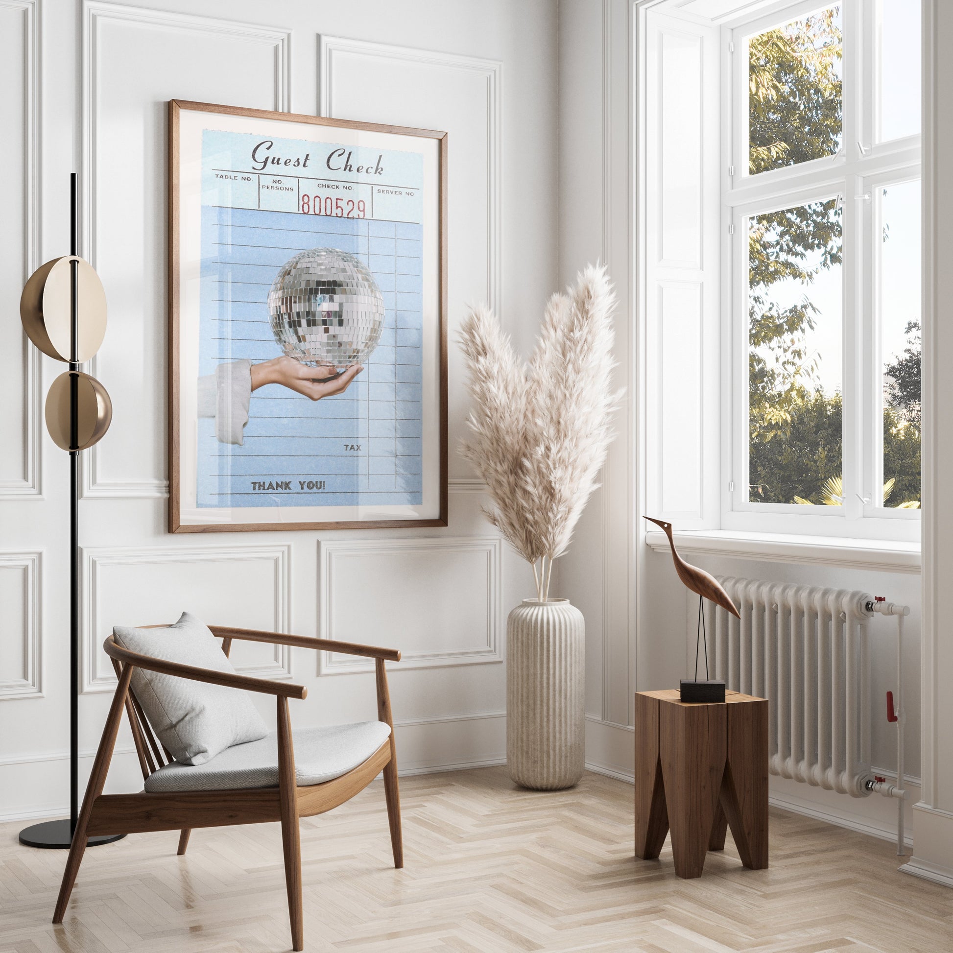 Premium Poster of Guest Check Art Hand Holding Disco Ball Posters