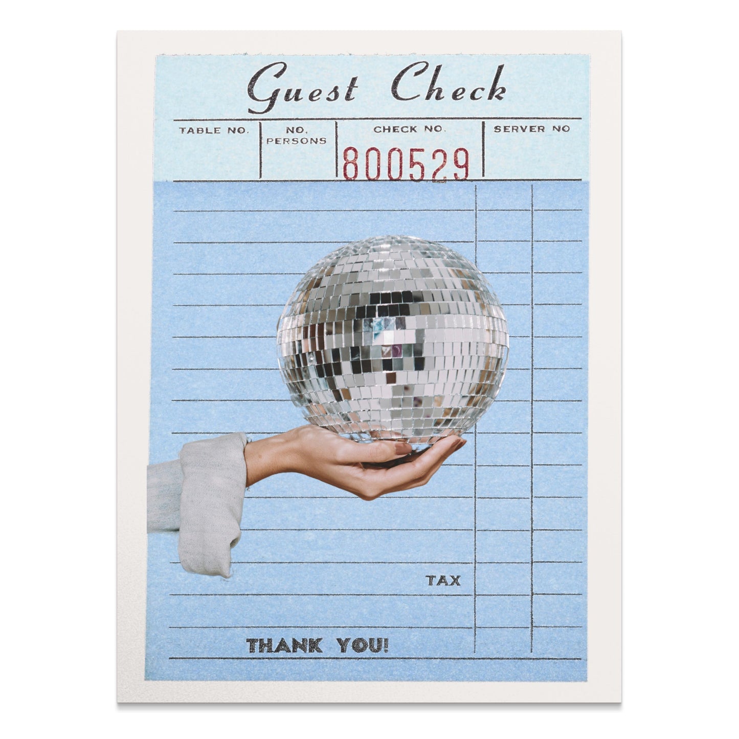 Premium Poster of Guest Check Art Hand Holding Disco Ball Posters