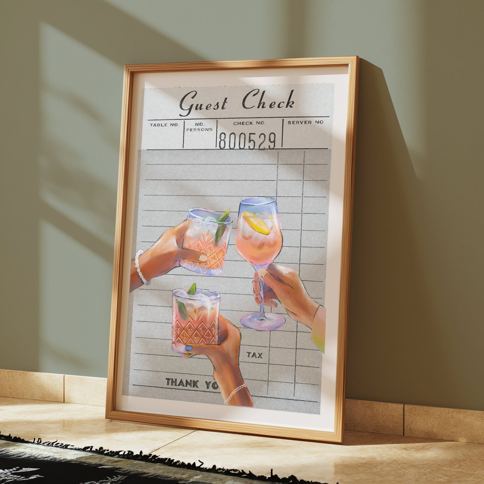 Premium Poster of Guest Check Artwork with Drinks Theme Posters