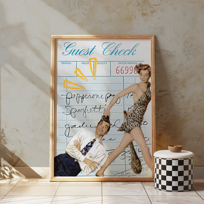 Premium Poster of Guest Check Retro Vintage Style Art Print Posters