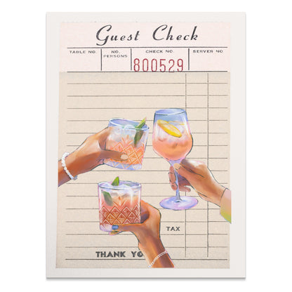 Premium Poster of Guest Check with Three Cocktails Illustrated Posters