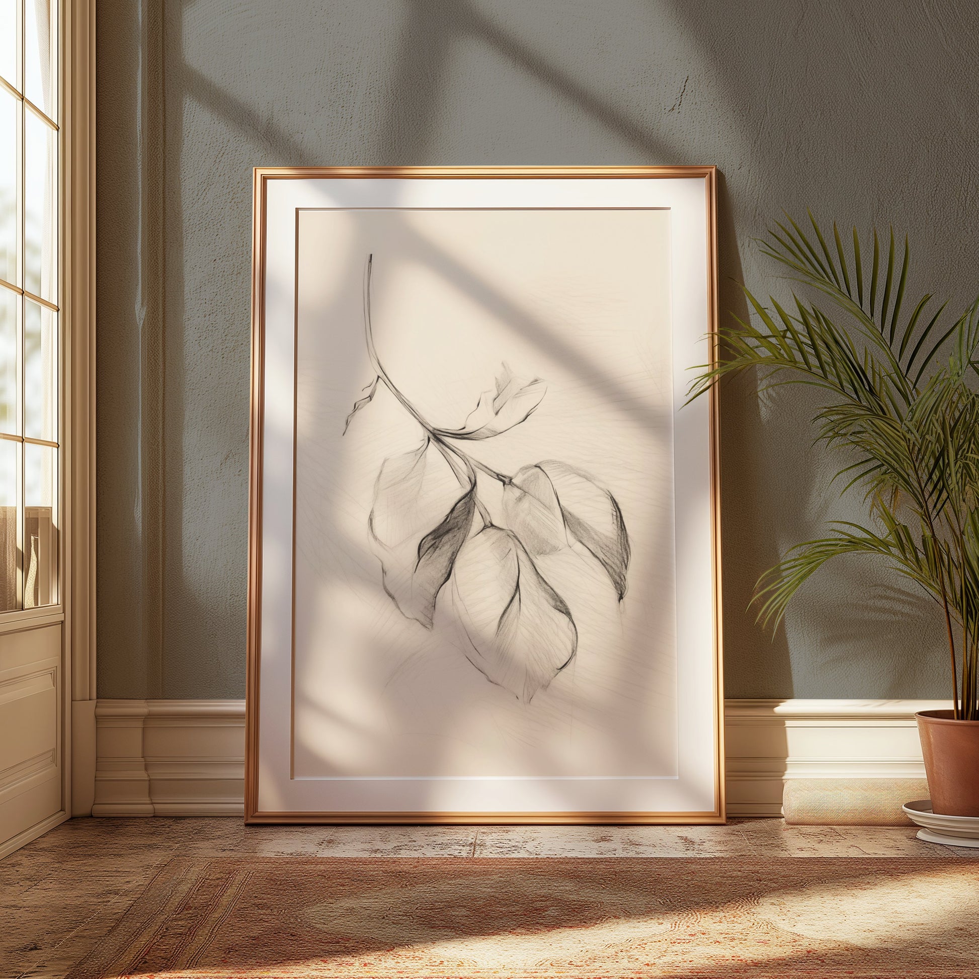 Premium Poster of Hand-Drawn Artistic Leaf Sketch Wall Art Posters