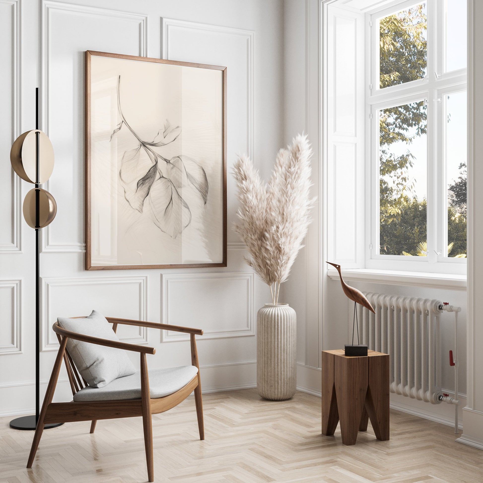 Premium Poster of Hand-Drawn Artistic Leaf Sketch Wall Art Posters