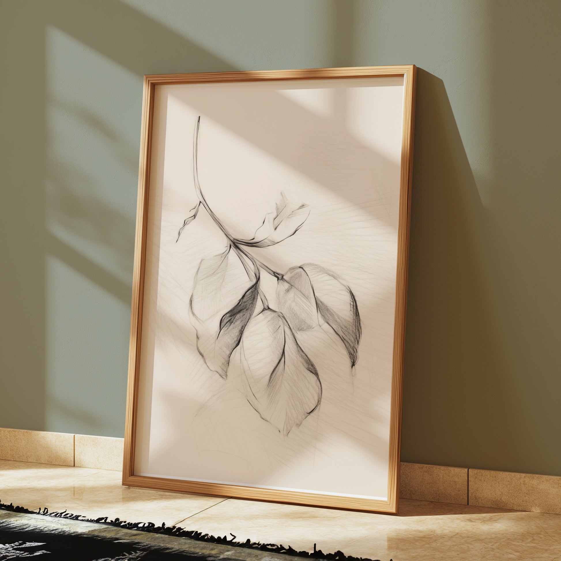 Premium Poster of Hand-Drawn Artistic Leaf Sketch Wall Art Posters