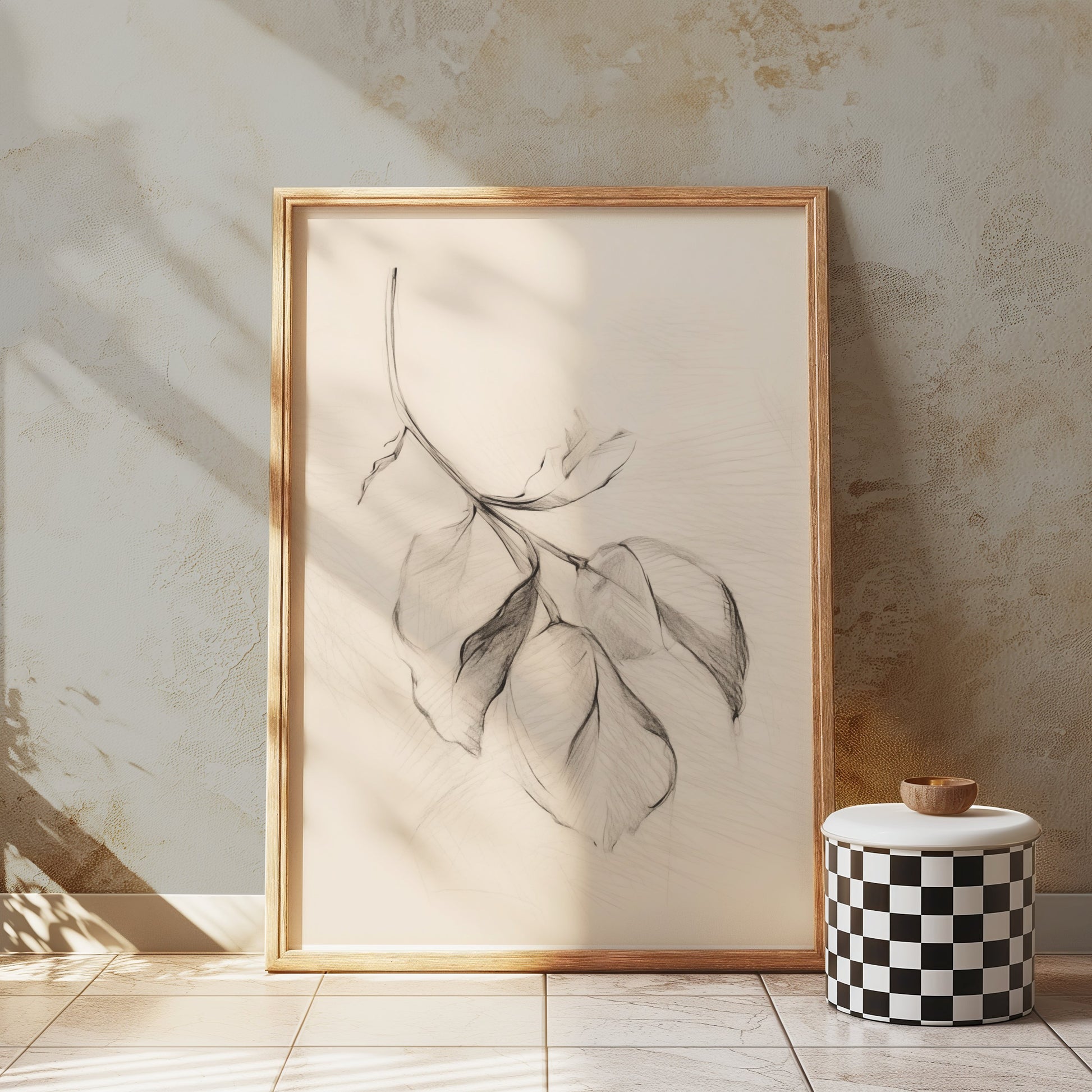 Premium Poster of Hand-Drawn Artistic Leaf Sketch Wall Art Posters