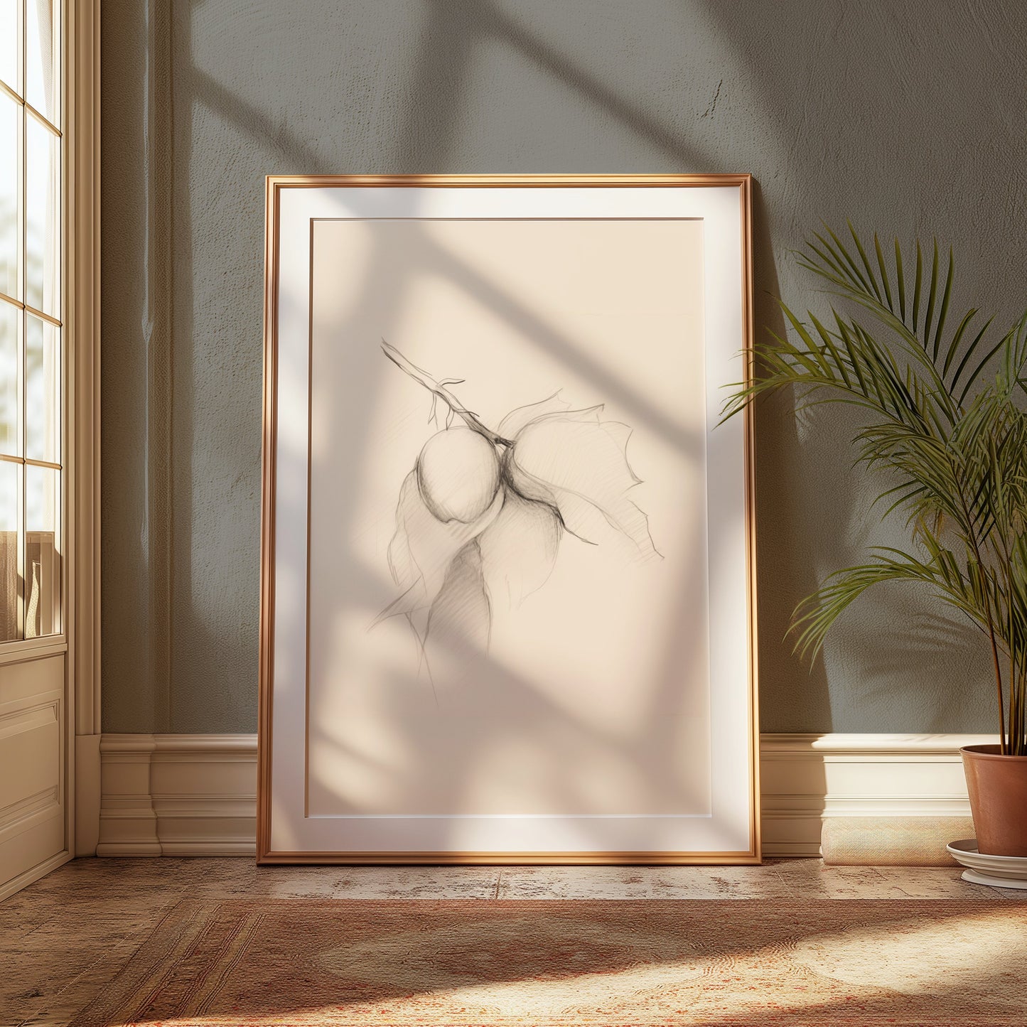 Premium Poster of Hand-Drawn Botanical Sketch of Fruit Branch Posters