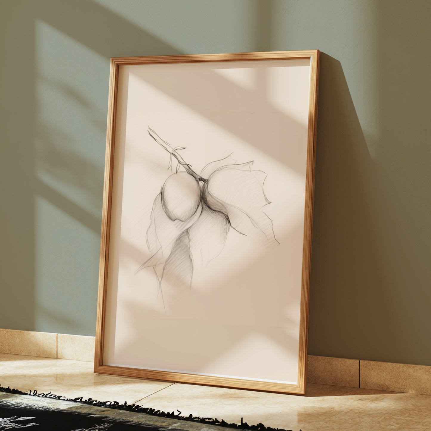 Premium Poster of Hand-Drawn Botanical Sketch of Fruit Branch Posters