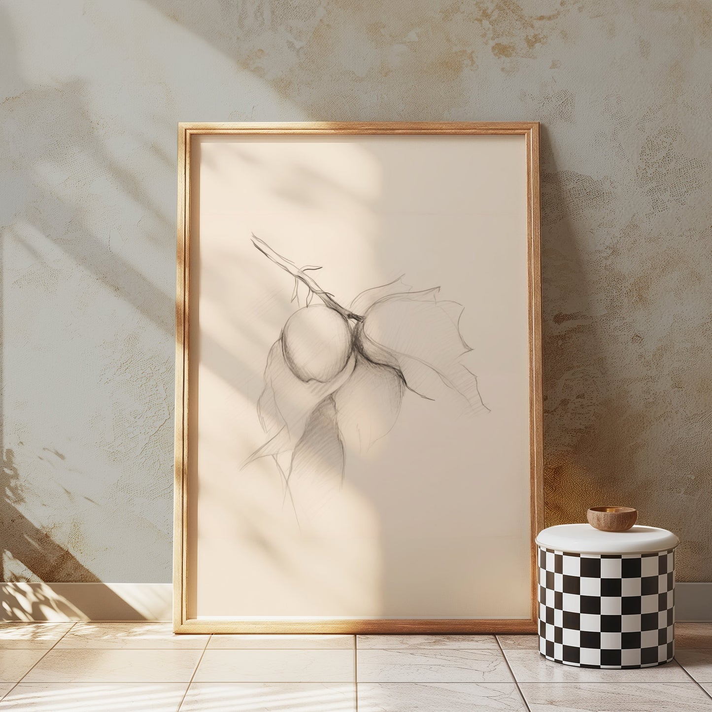 Premium Poster of Hand-Drawn Botanical Sketch of Fruit Branch Posters