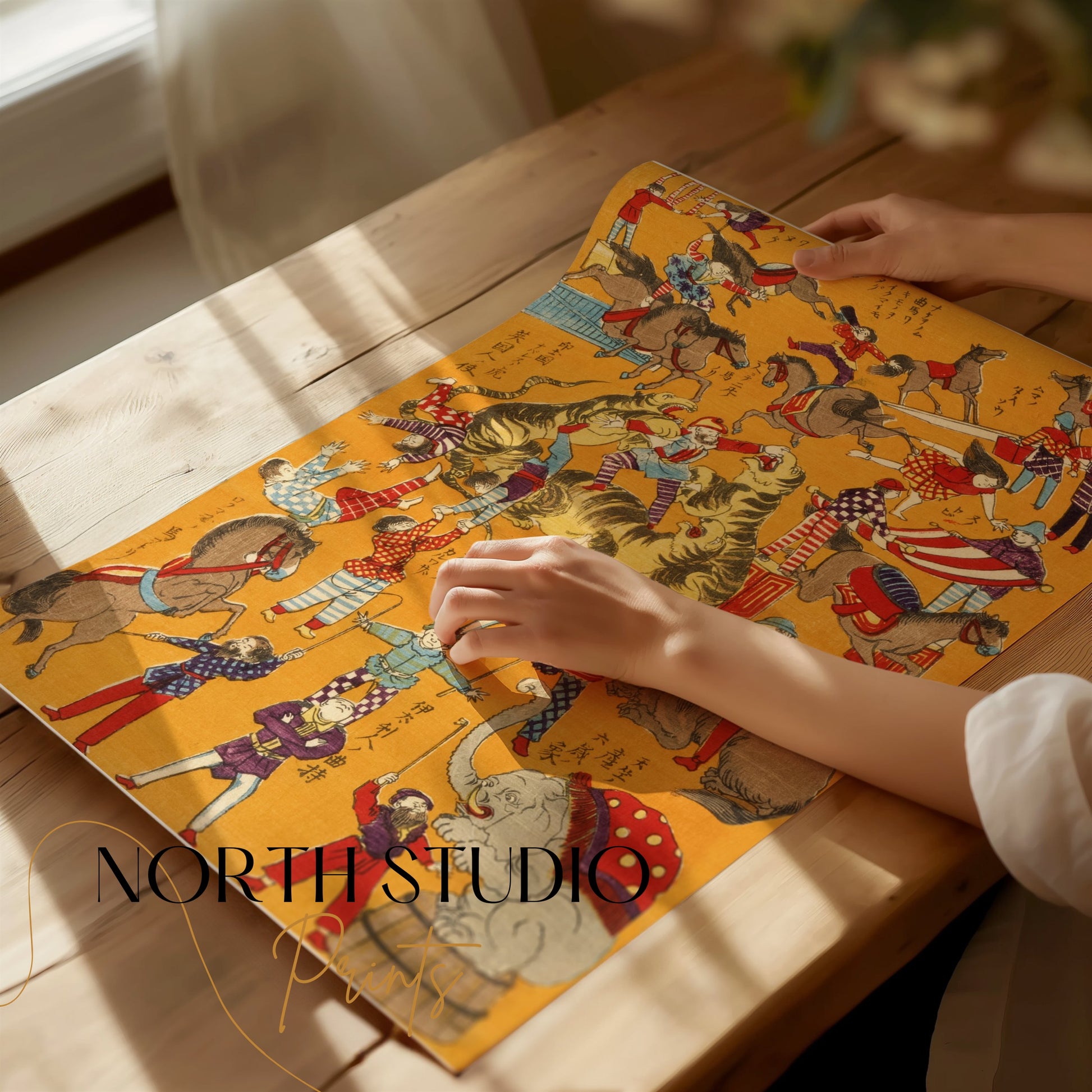 Premium Poster of Hand-Drawn Traditional Japanese Circus Theme Art Posters