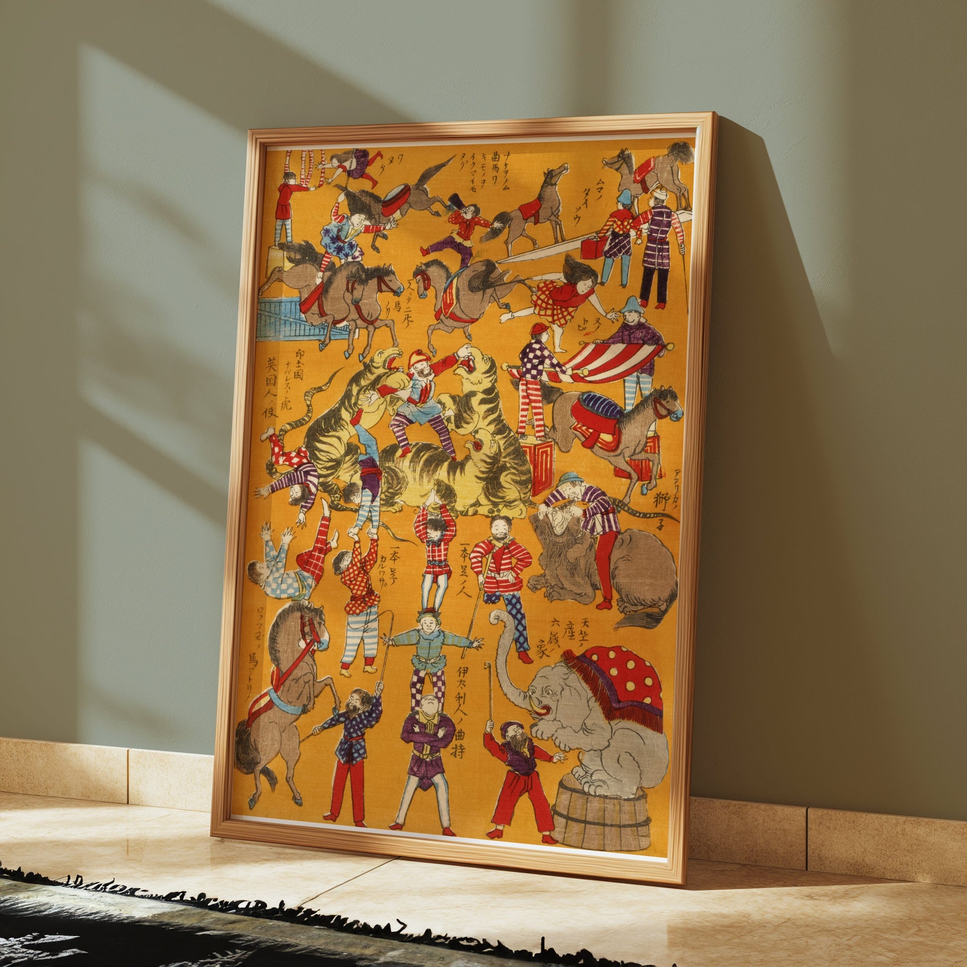 Premium Poster of Hand-Drawn Traditional Japanese Circus Theme Art Posters