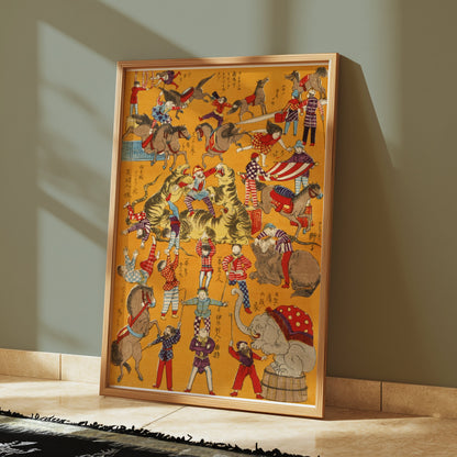 Premium Poster of Hand-Drawn Traditional Japanese Circus Theme Art Posters