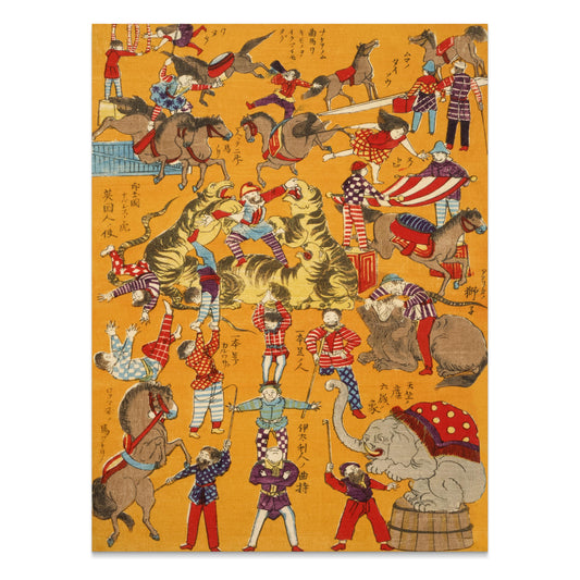Premium Poster of Hand-Drawn Traditional Japanese Circus Theme Art Posters