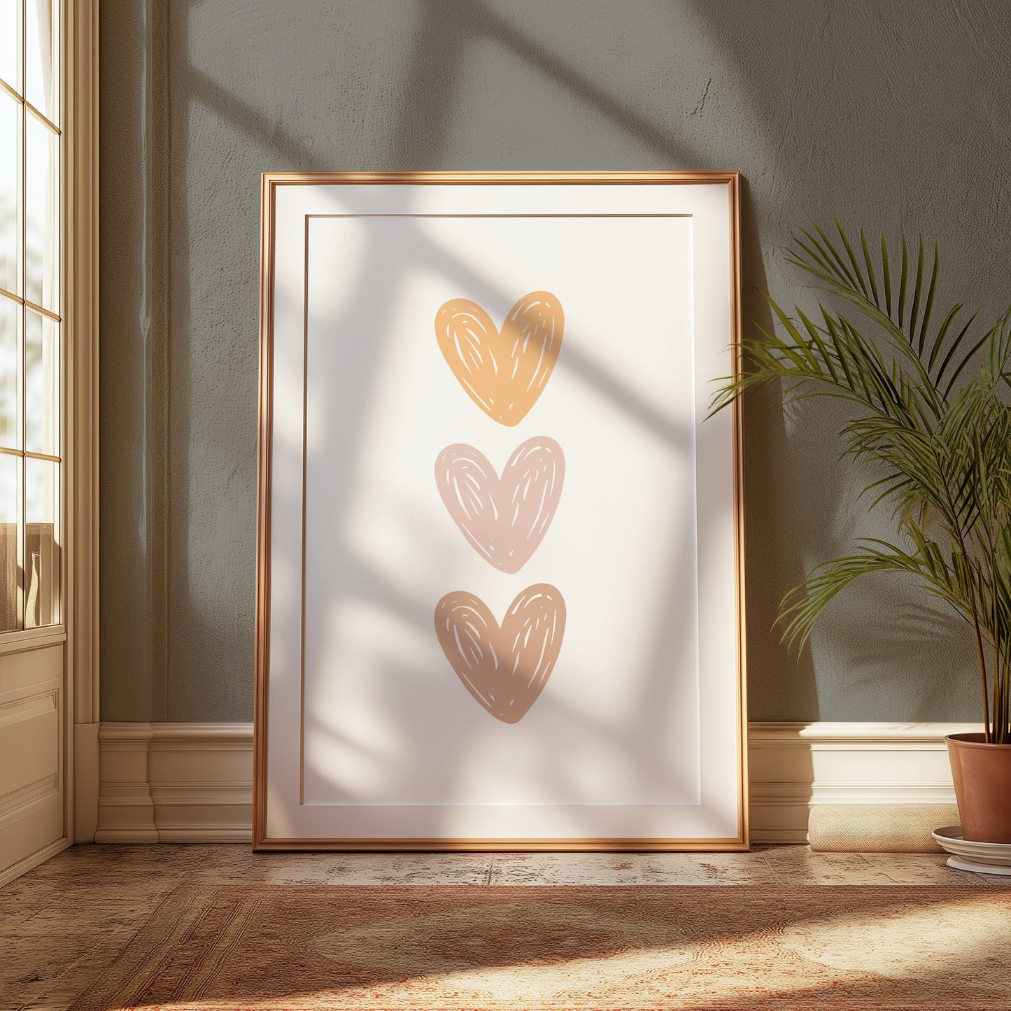 Premium Poster of Hand-Drawn Trio Hearts Art Print Posters