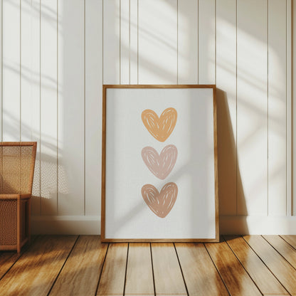 Premium Poster of Hand-Drawn Trio Hearts Art Print Posters