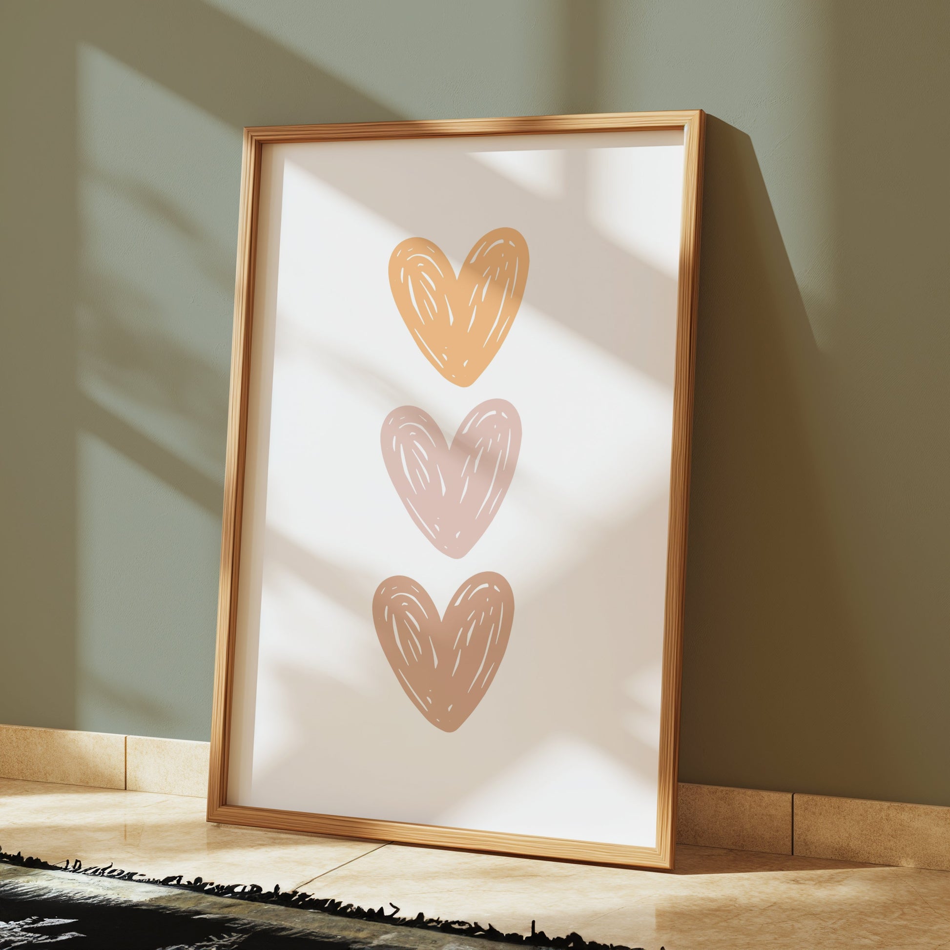 Premium Poster of Hand-Drawn Trio Hearts Art Print Posters