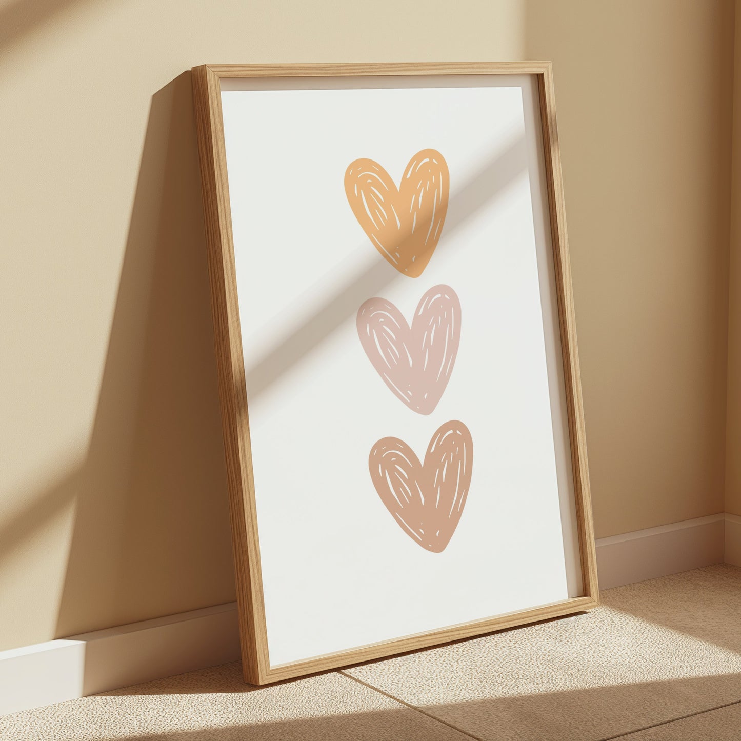 Premium Poster of Hand-Drawn Trio Hearts Art Print Posters