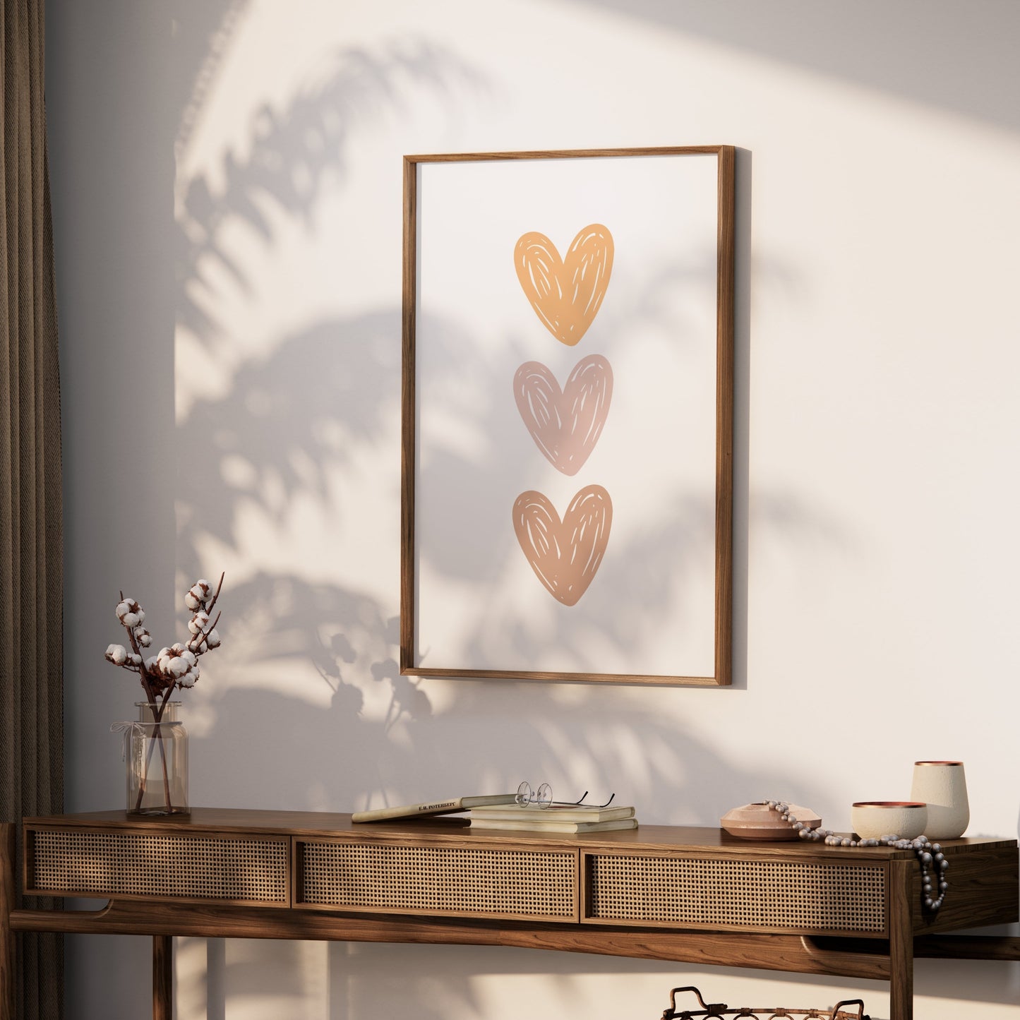 Premium Poster of Hand-Drawn Trio Hearts Art Print Posters