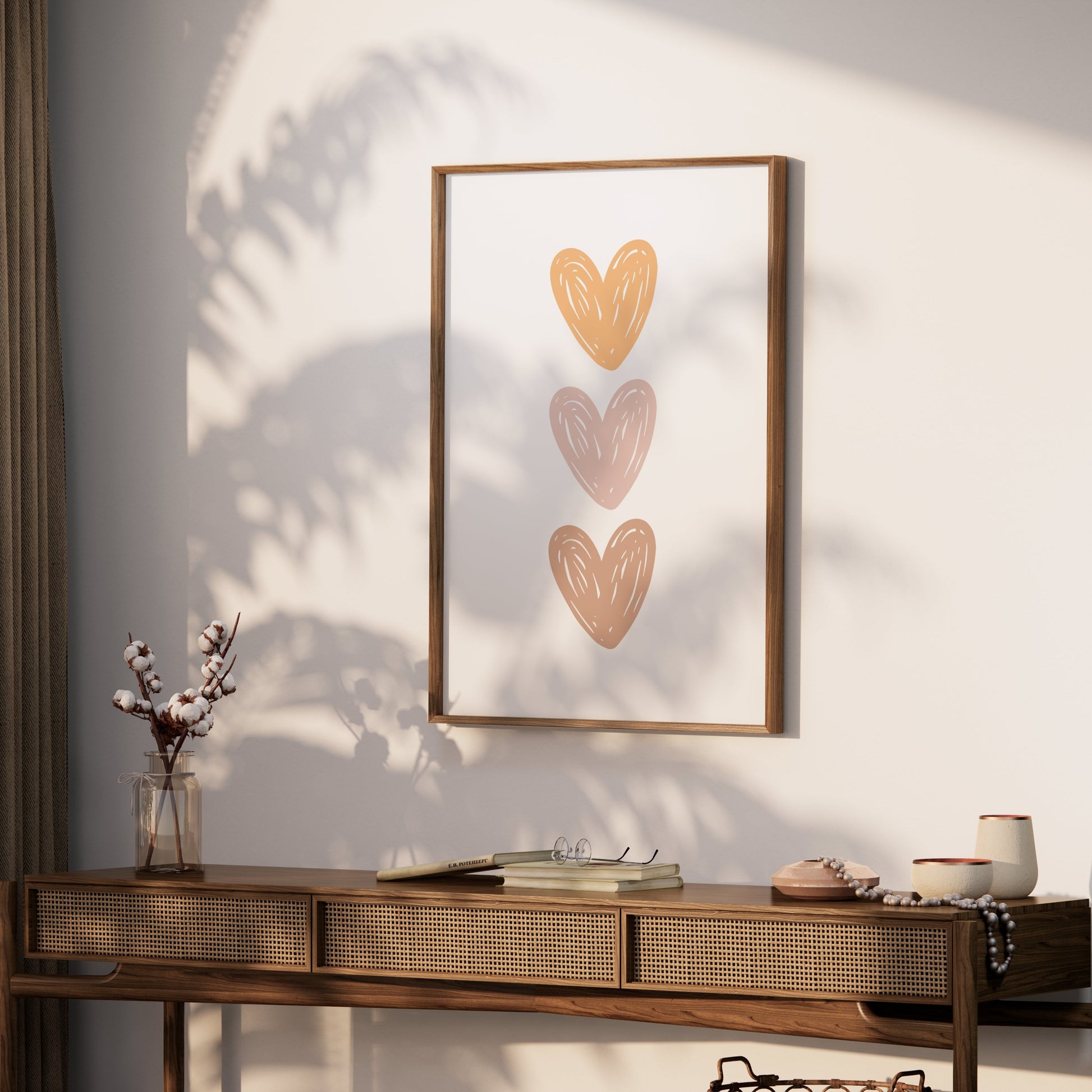 Premium Poster of Hand-Drawn Trio Hearts Art Print Posters