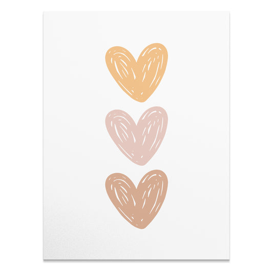 Premium Poster of Hand-Drawn Trio Hearts Art Print Posters