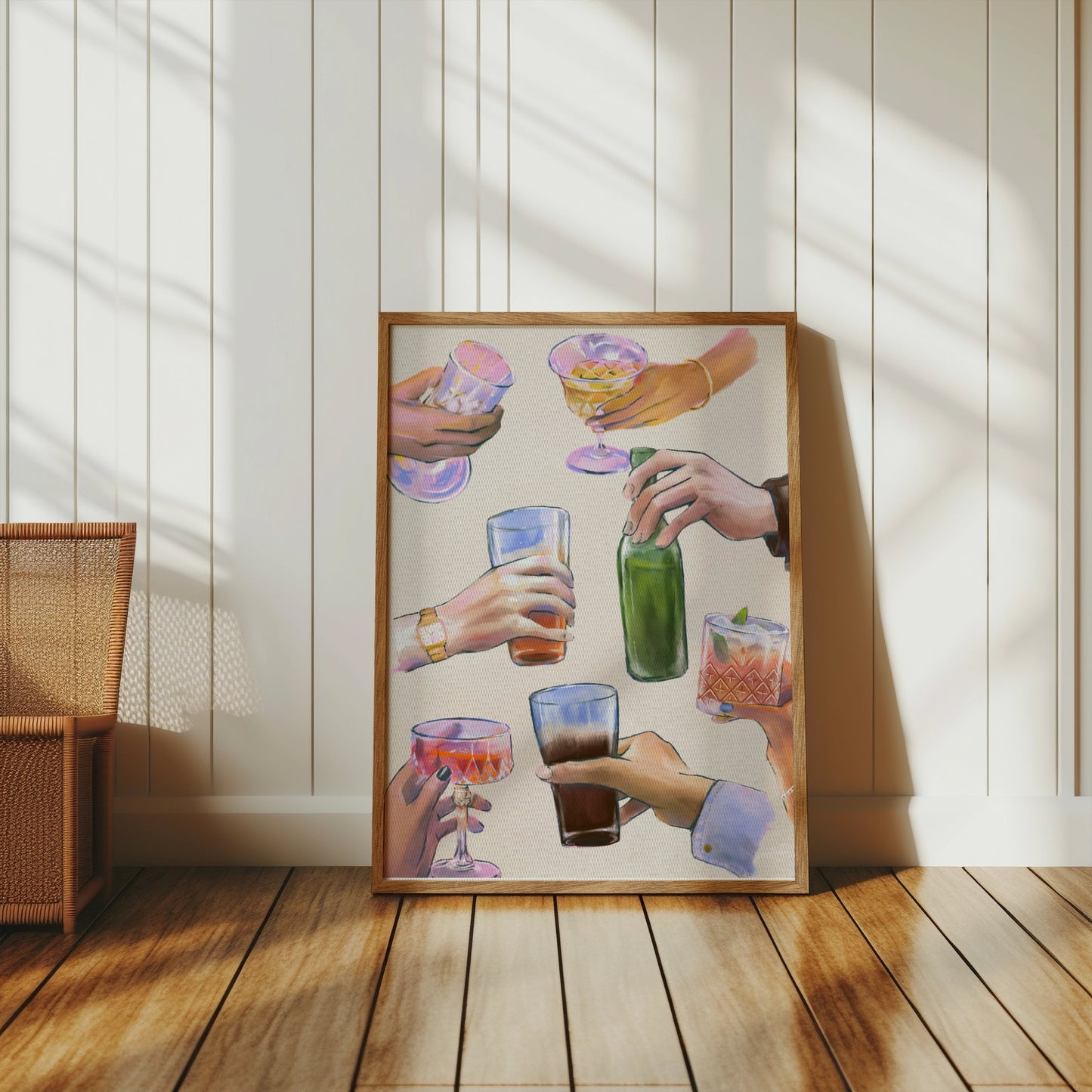 Premium Poster of Hand Holding Various Drinks Illustration Posters