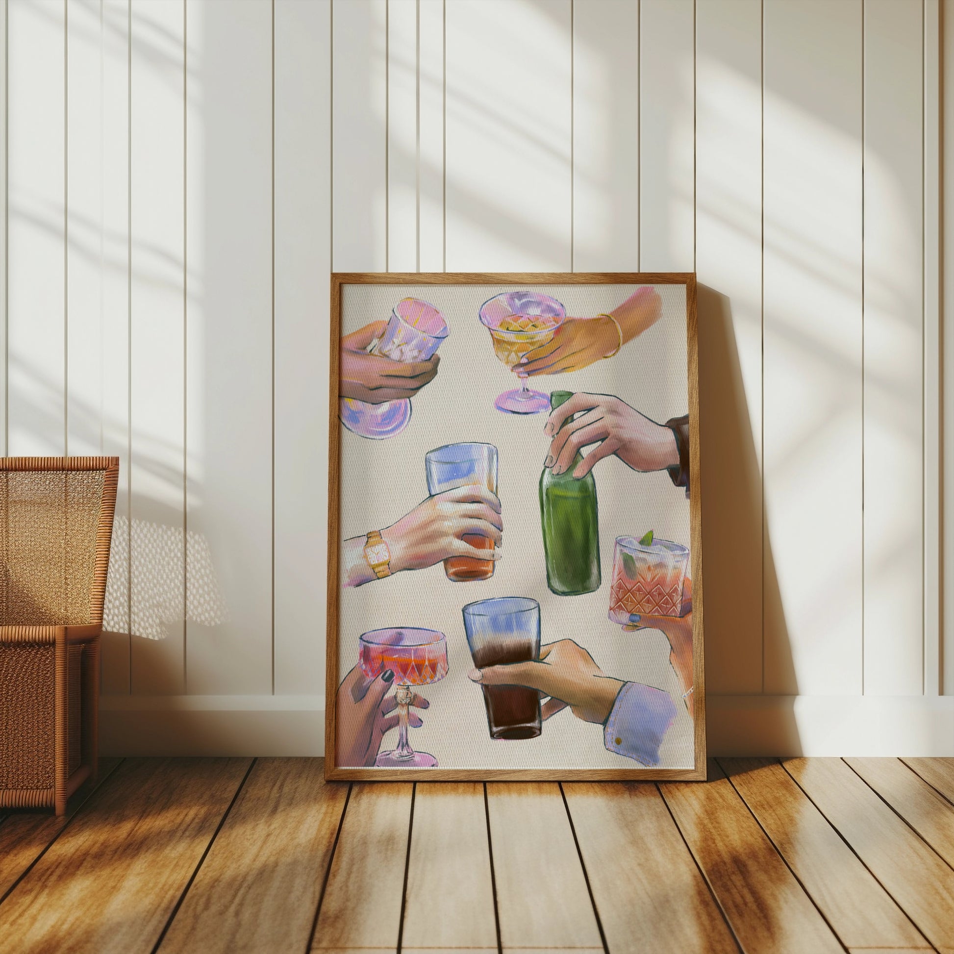Premium Poster of Hand Holding Various Drinks Illustration Posters
