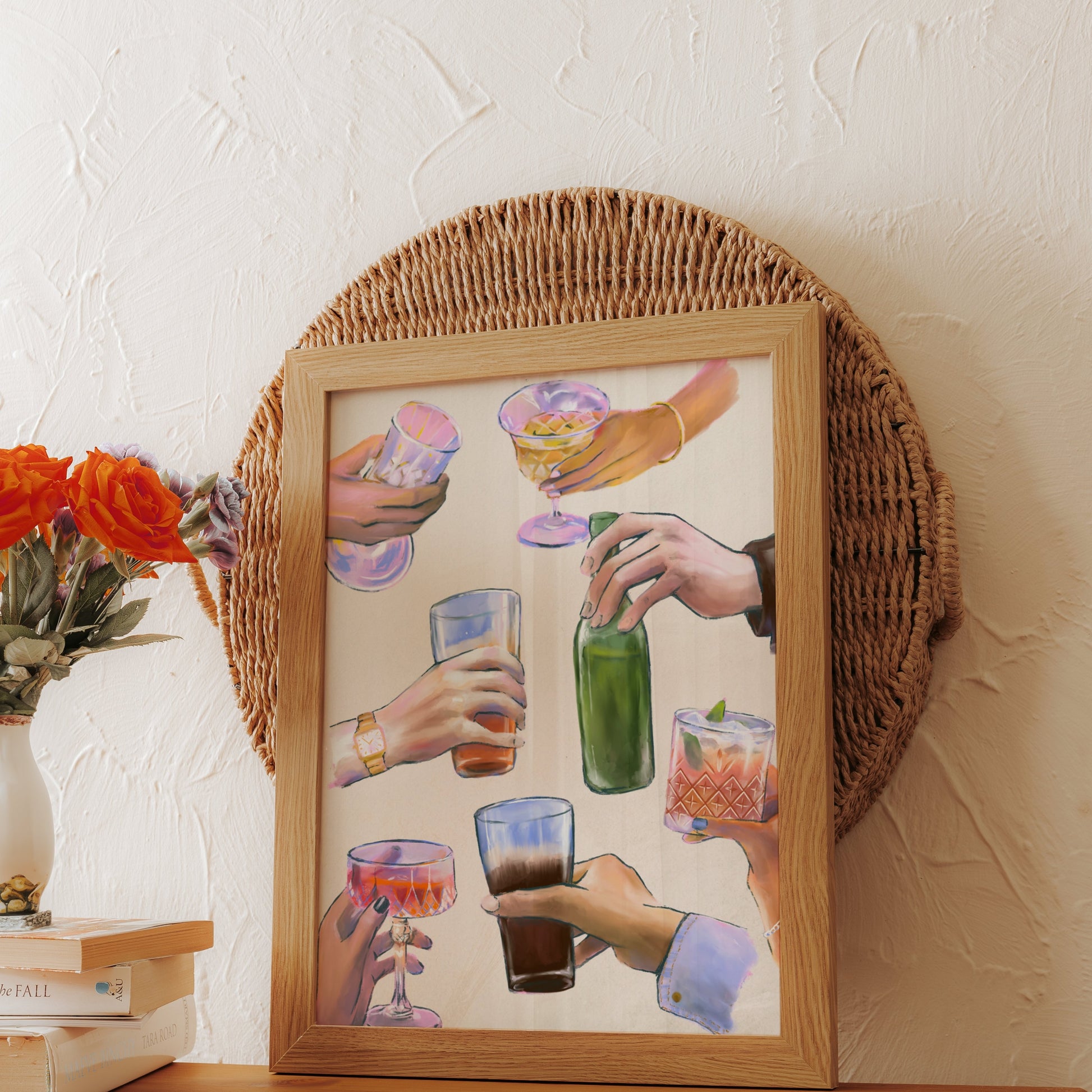 Premium Poster of Hand Holding Various Drinks Illustration Posters