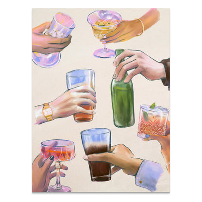 Premium Poster of Hand Holding Various Drinks Illustration Posters